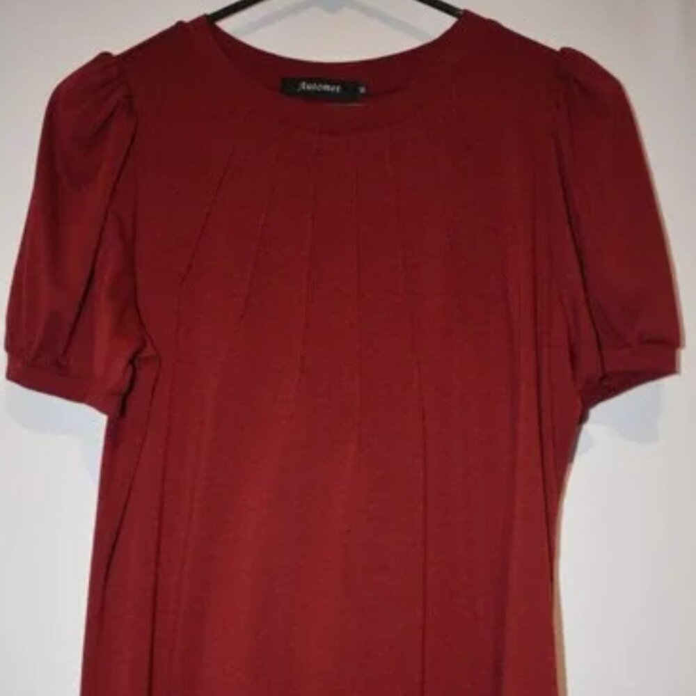 Automet Womens Top Short Sleeve Shirt Burgundy Size Medium